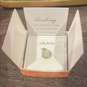 Stella & Dot Gold Ring with Green Stone